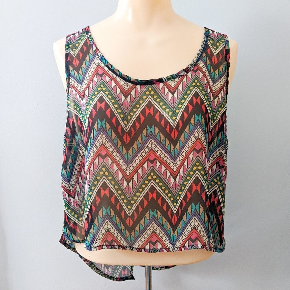 Madrag Open Back Semi Sheer Boho Crop Top